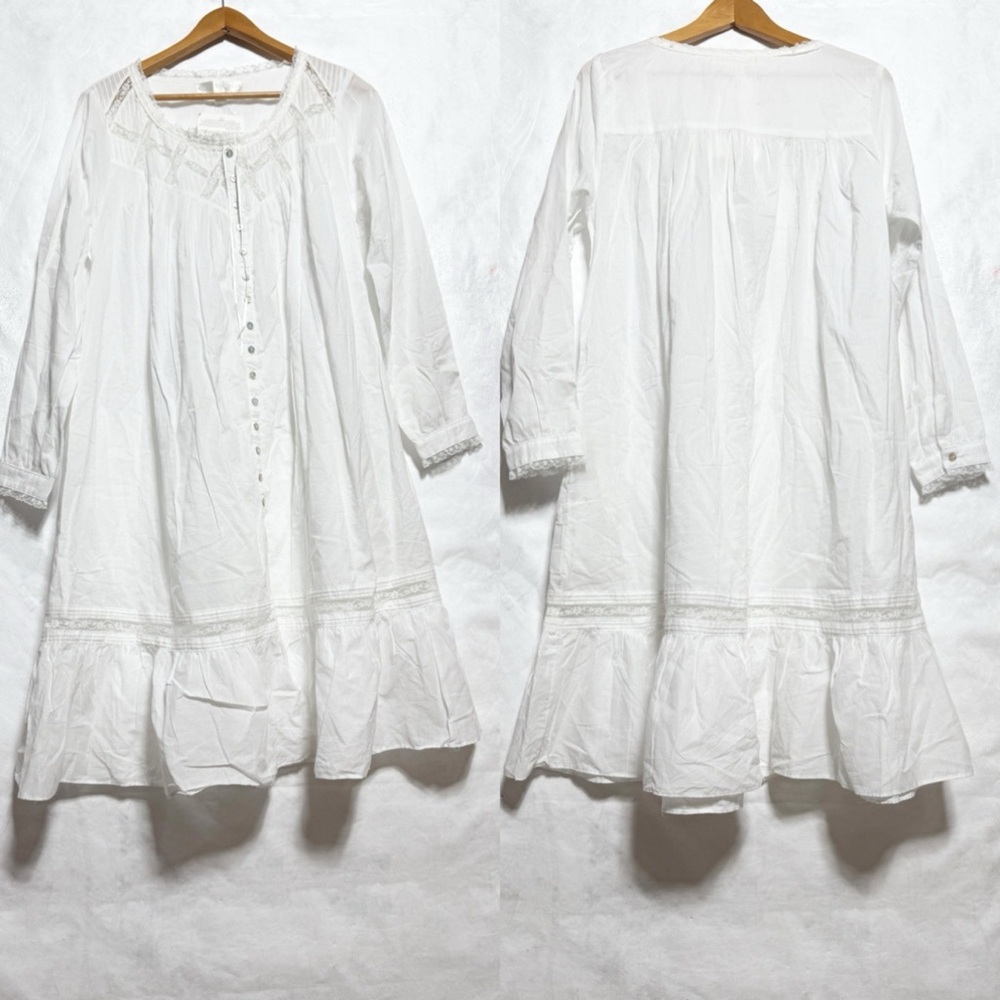 Eileen West White Lace Trim Nightgown